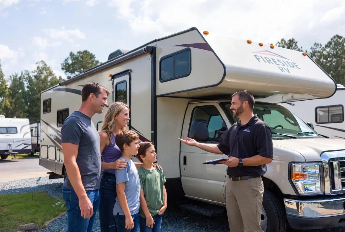 Palm Springs RV Rental team and RV fleet in Palm Springs California