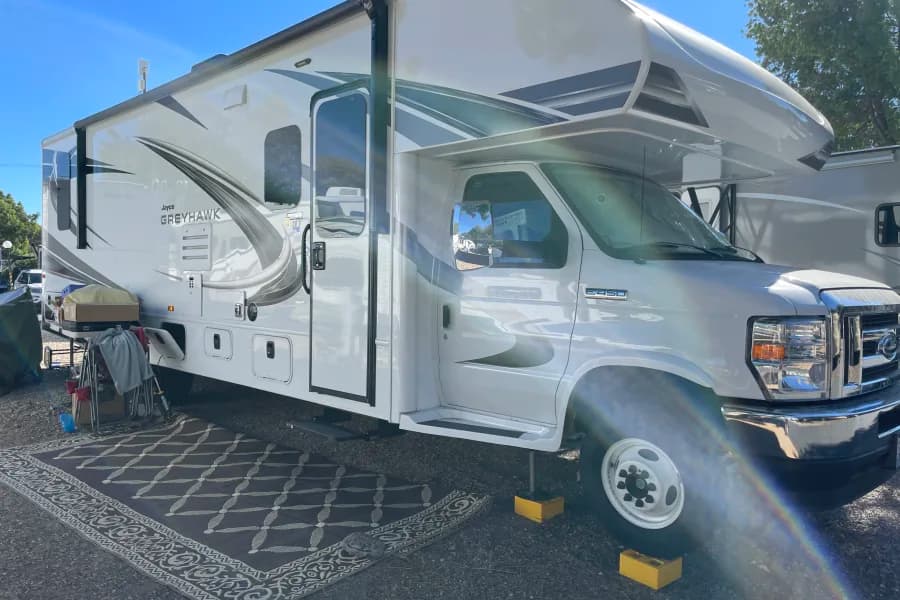 2021 Jayco Greyhawk Class C RV rental in Palm Springs California — exterior